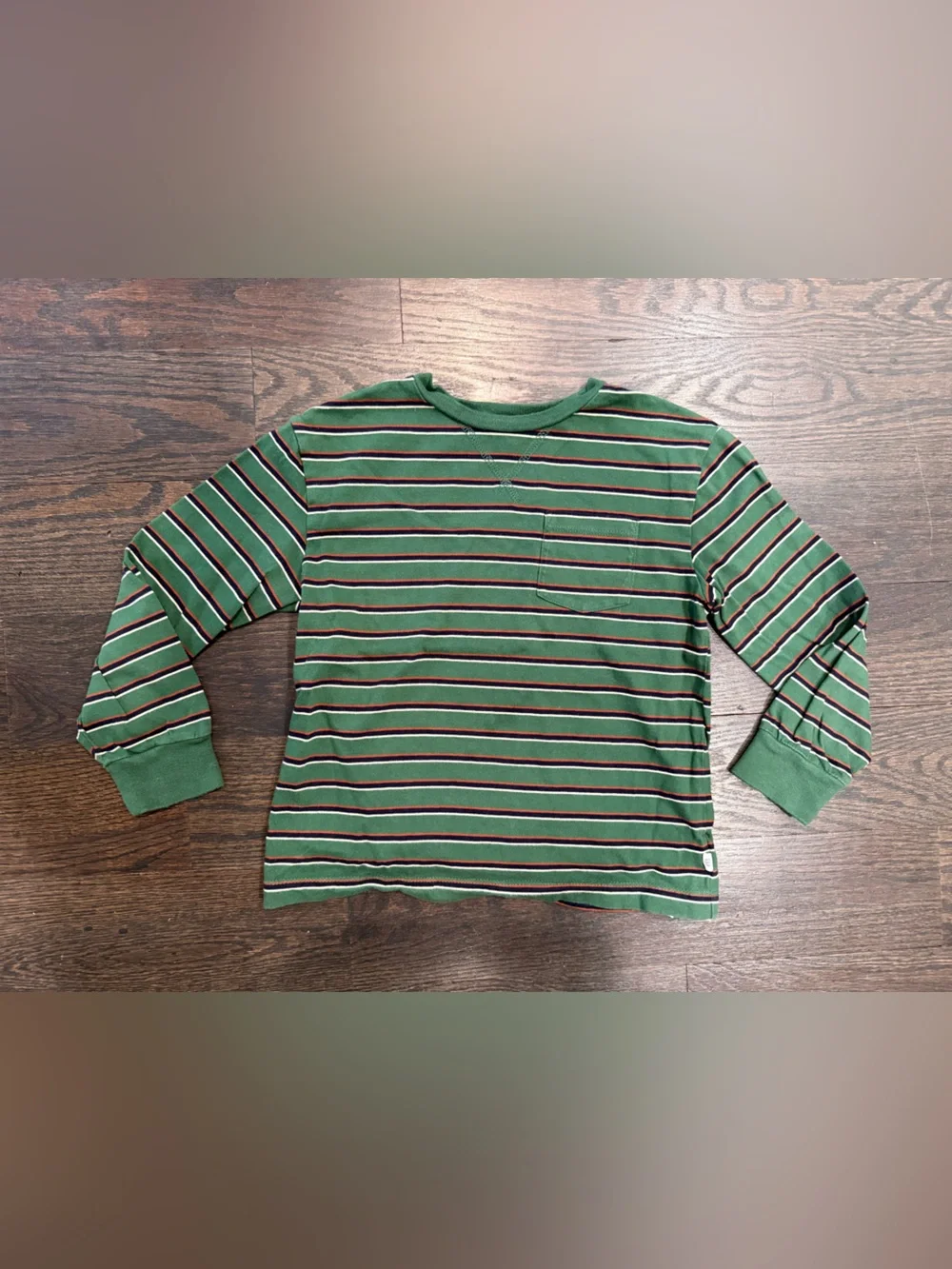 Boys GAP Kids Green Striped Long Sleeve Shirt size small